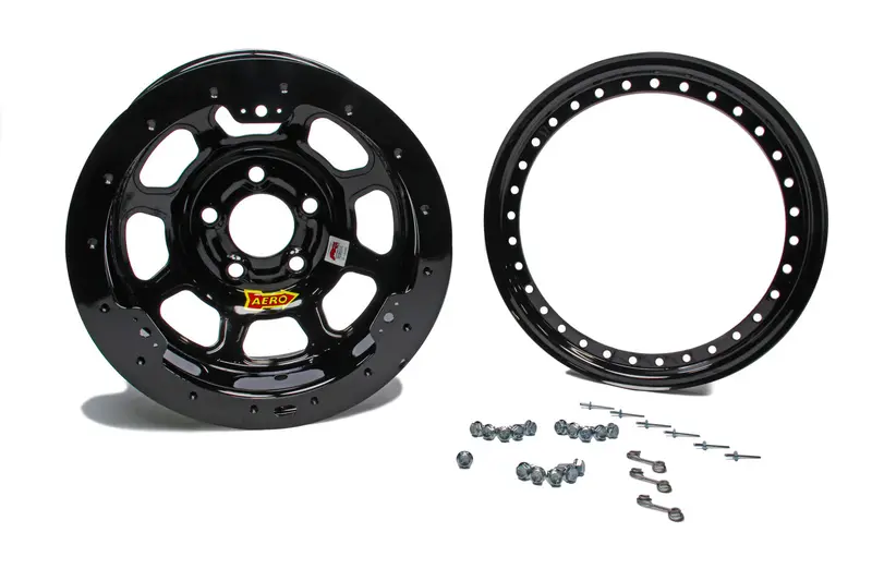 Aero Race Wheels 15X10-Inch Black Beadlock Wheel – 4-Inch Backspace, 5.00-Inch Center Bore (53-105040B) 1