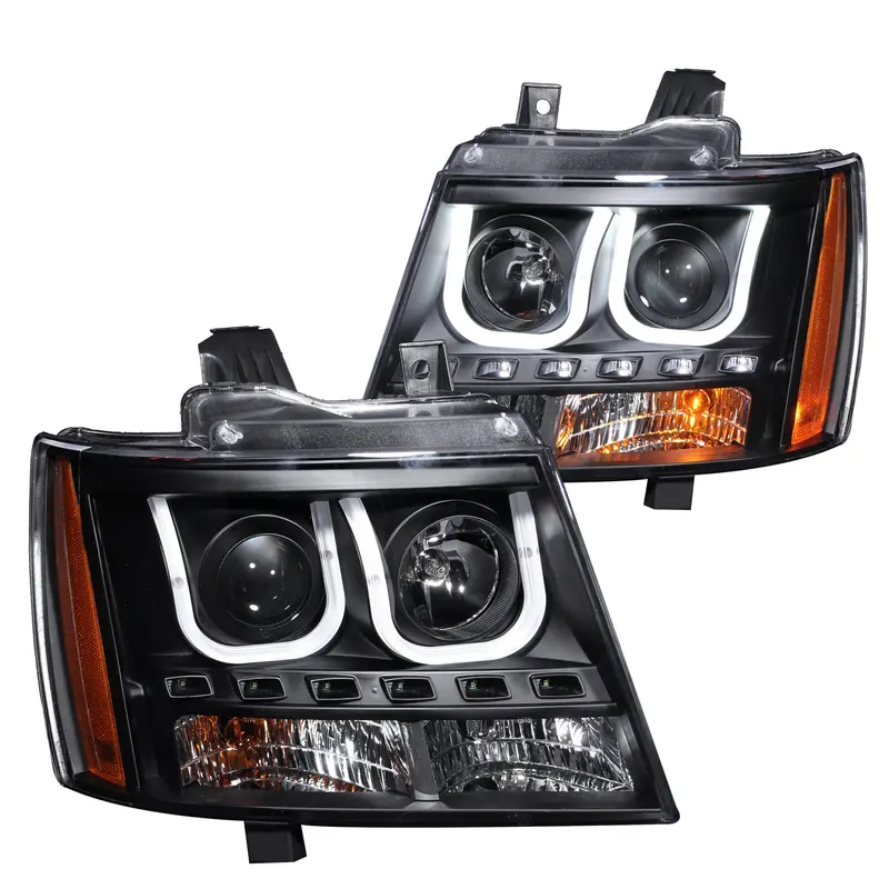 Anzo Usa Projector Headlight Set – Clear Lens, Black Housing, U-Bar Design (111273) 1