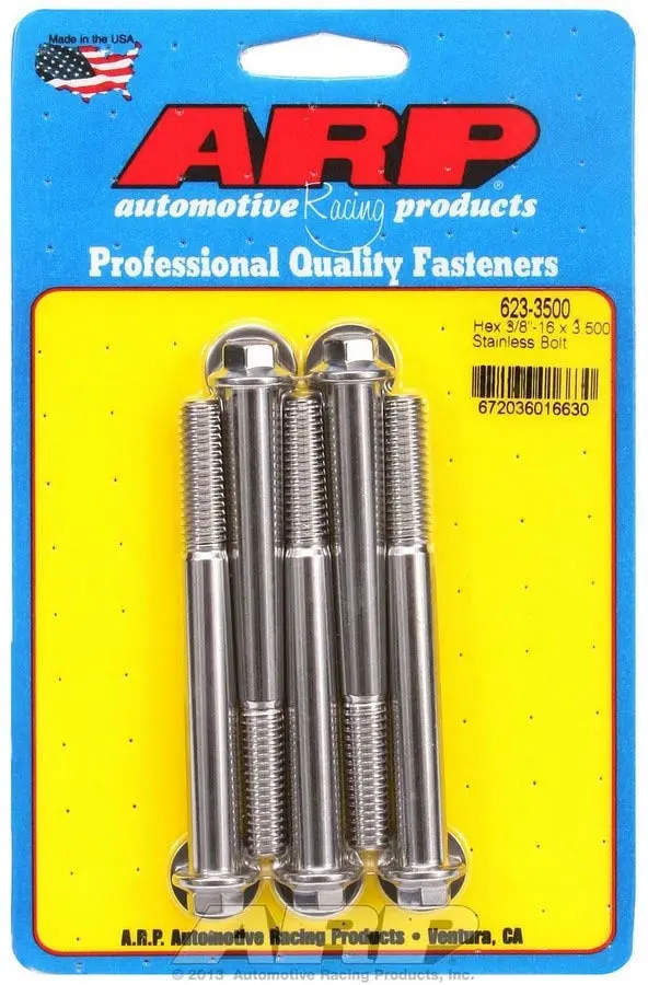 Arp Stainless Steel Hex Bolt Kit – 3/8-16 X 3.500 Inch, 6-Point (623-3500) 1