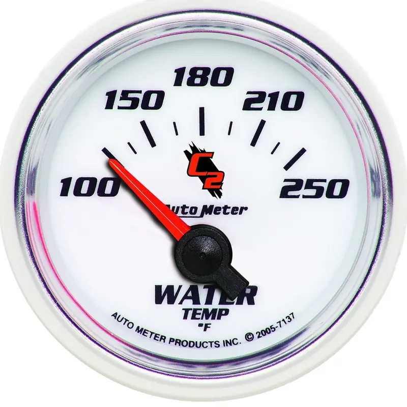 Autometer Electric Water Temperature Gauge – 2-1/16" Dial, 100–250°F Range (7137) 1