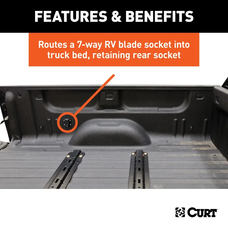 Curt 57008 7-Foot Wiring Extension Harness For 7-Way Rv Blade Connector Installation In Truck Bed 1