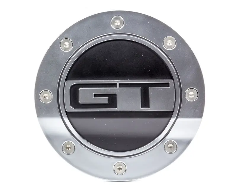 Drake Automotive Gt-Style Fuel Door – Silver And Black Finish For 2015+ Ford Mustang 1