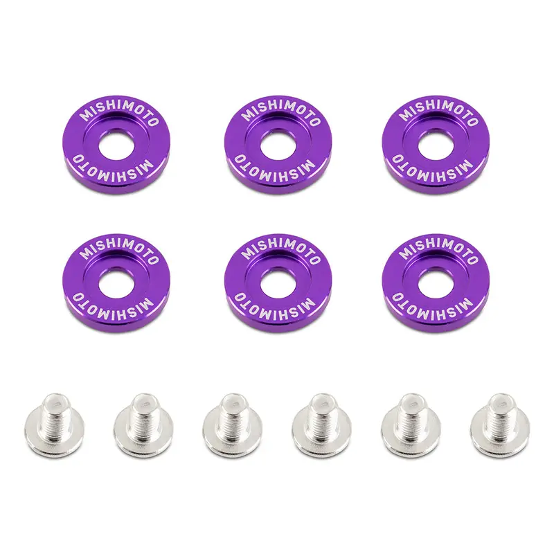Mishimoto Mmfw-Lg-6Pr Purple Fender Washer & Bolt Kit – M6×1.0, 20Mm Od (6-Piece) 1