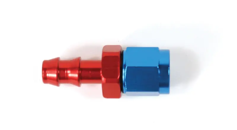 Speedfx An-8 Full-Swivel Push-On Fitting – Straight, Anodized Red/Blue Aluminum (520800) 1