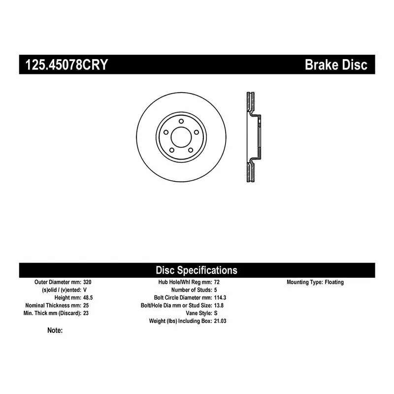 Stoptech 125.45078Cry Cryo-Treated High-Carbon Front Brake Rotor – Premium Performance 1