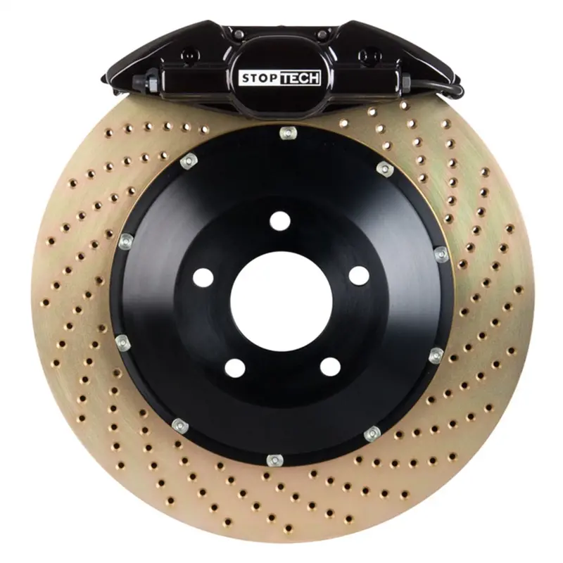 Stoptech Big Brake Kit – Front, Two-Piece Slotted Rotor With Black Calipers (Model 83.135.002G.54) 1