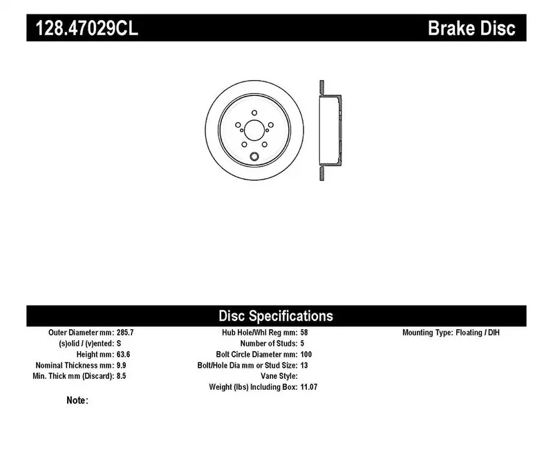 Stoptech Sport Cryo Cross-Drilled Rear Left Brake Rotor – Model 128.47029Cl 1