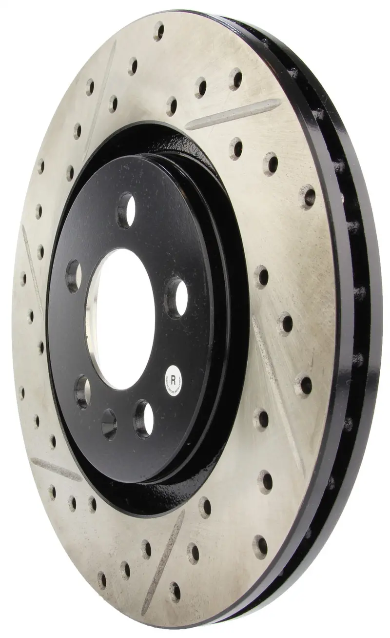 Stoptech Sport Front Right Brake Rotor – Drilled & Slotted, High-Performance Ventilation 1