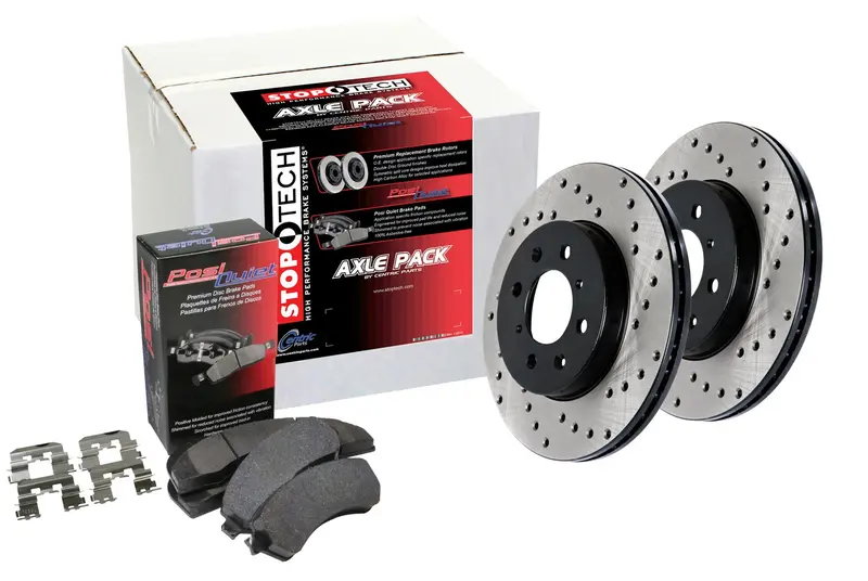 Stoptech Street Axle Pack – Drilled Front And Rear Brake Kit (Model 936.66005) 1