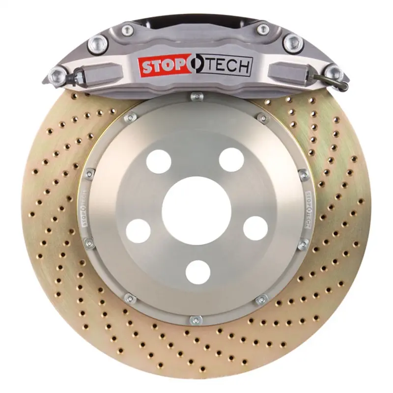 Stoptech Trophy Sport Big Brake Kit – Front, Silver Calipers, Two-Piece Drilled Rotors 1