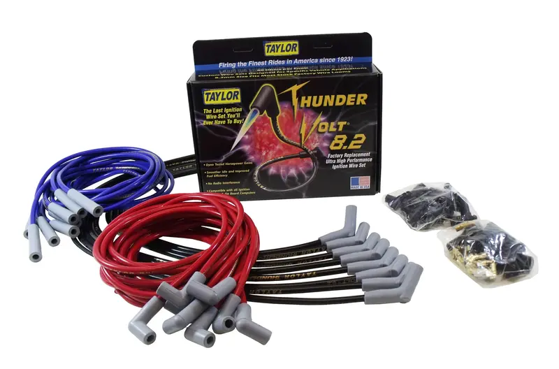Taylor Cable Thundervolt 8.2Mm Ignition Wire Set – Blue Silicone Cables With Oe-Style Spark Plug Boots 1